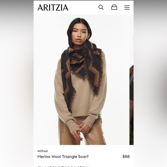 Artizia Wilfred Merino Wool Triangle Scarf - Brown - Picture 1 of 4